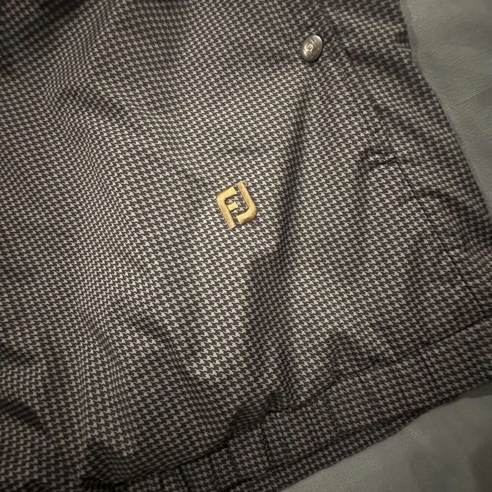 DryJoys FootJoy Vest Mens XL Houndstooth Golf Jacket Rain Wind Zipper Button